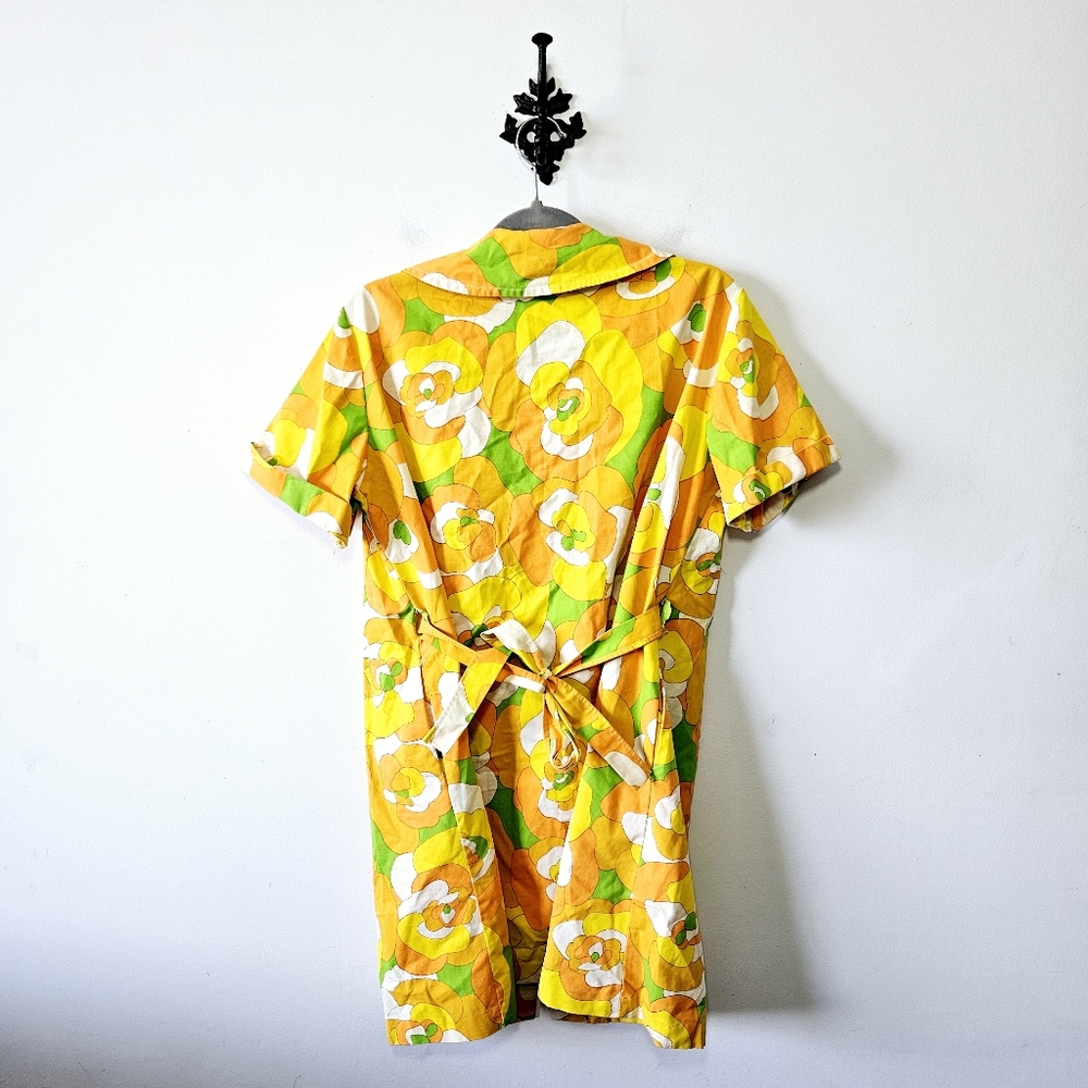 Vintage 60s Mod Floral Retro Print Mini Dress Size M/L Groovy Tunic EUC - Picture 3 of 6